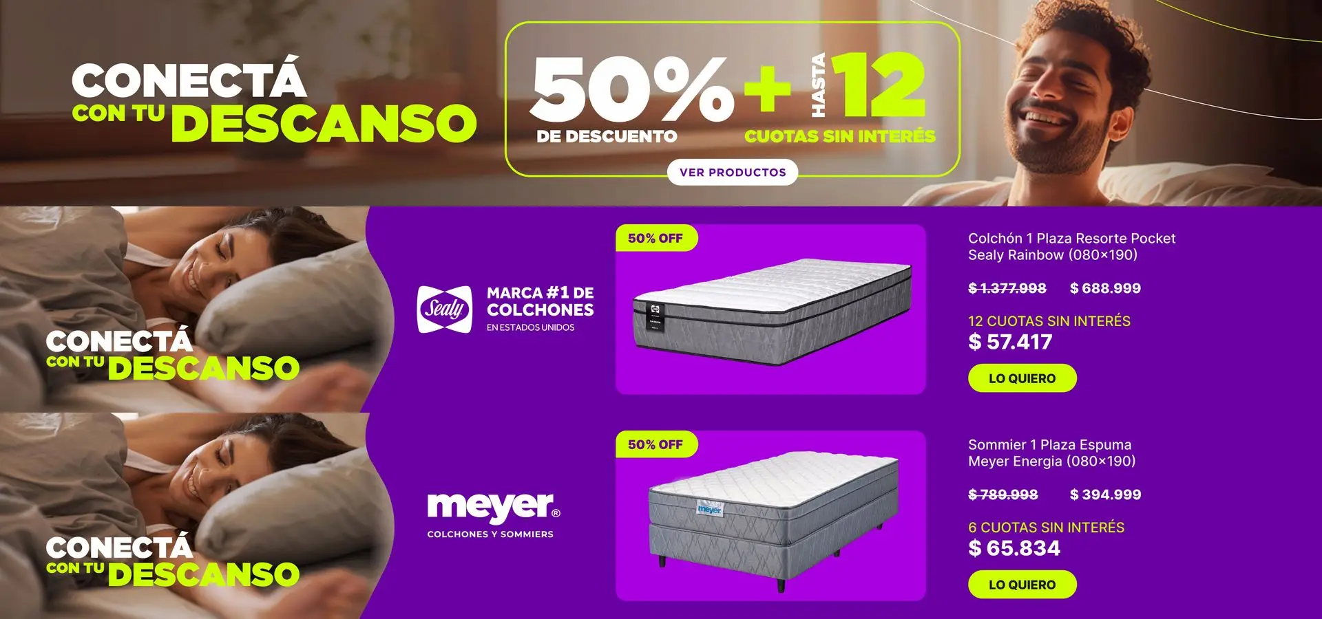 Conectá con tu descanso - 50% dto - 1/2