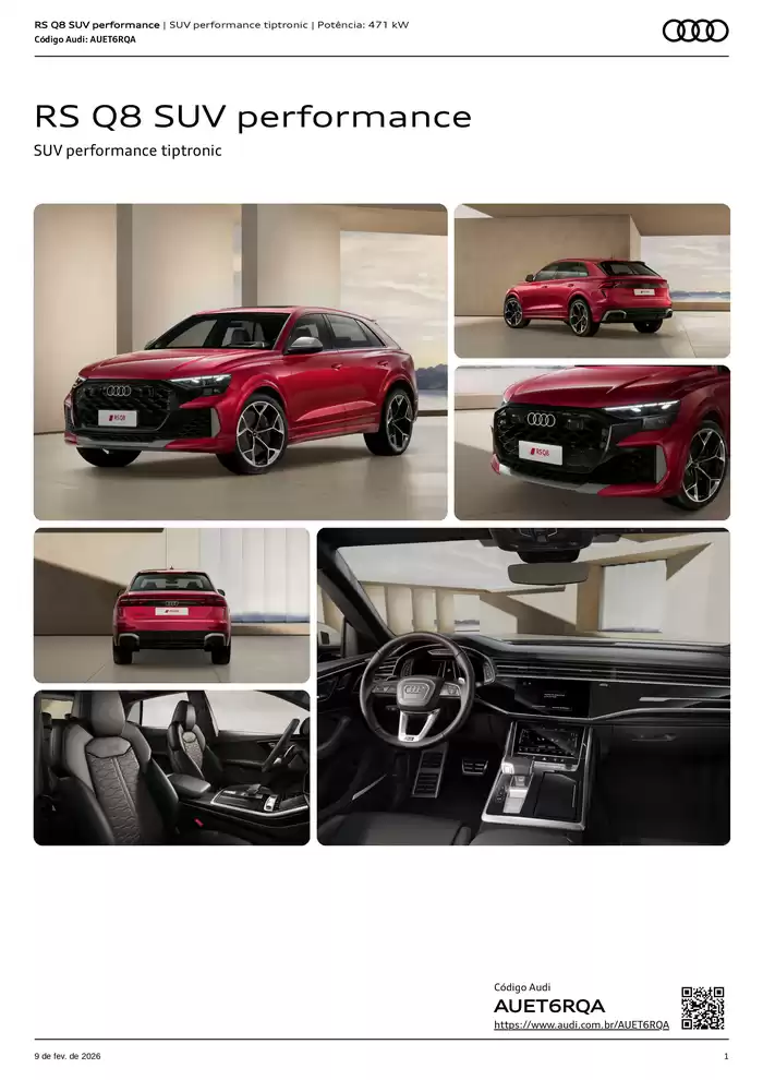 Audi: RS Q8 SUV performance 09.02.2026/30.06.2027 | Catalogium Brasil