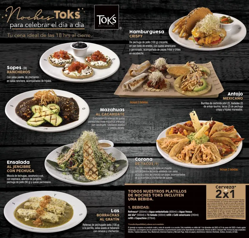 Toks Restaurante: Menus 20.12.2022/01.01.2023 | Catalogium México