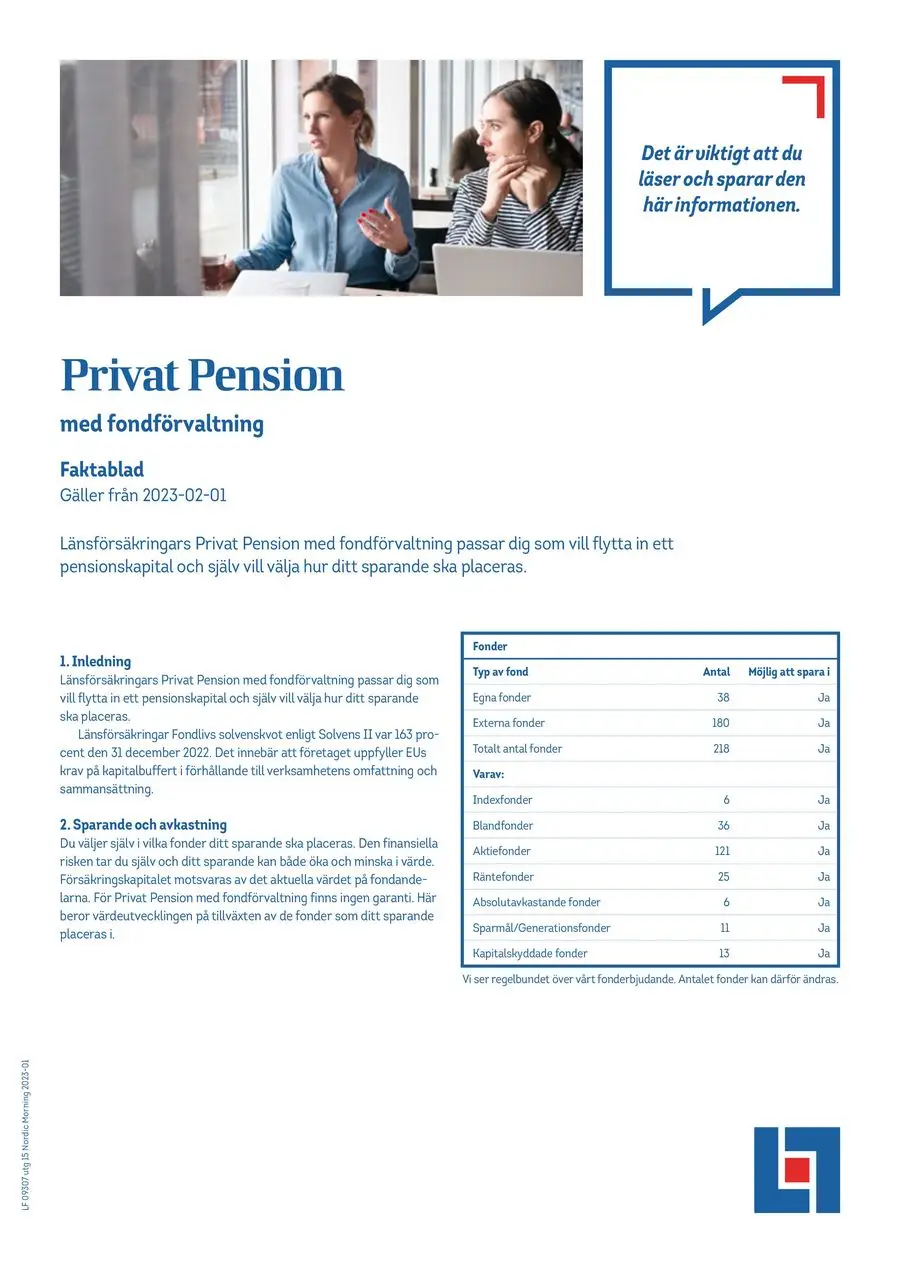 Privat pension - faktablad - 1/3