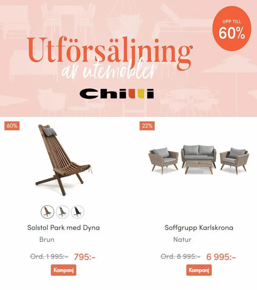 Utförsäljning av utemöbler - 1/12