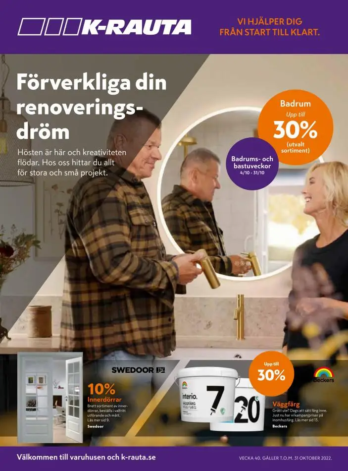 K-Rauta Tidning v.40 - Förverkliga din renoveringsdröm - 1/16