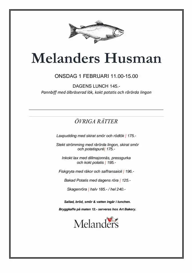 Melanders Husman Meny - 1/1