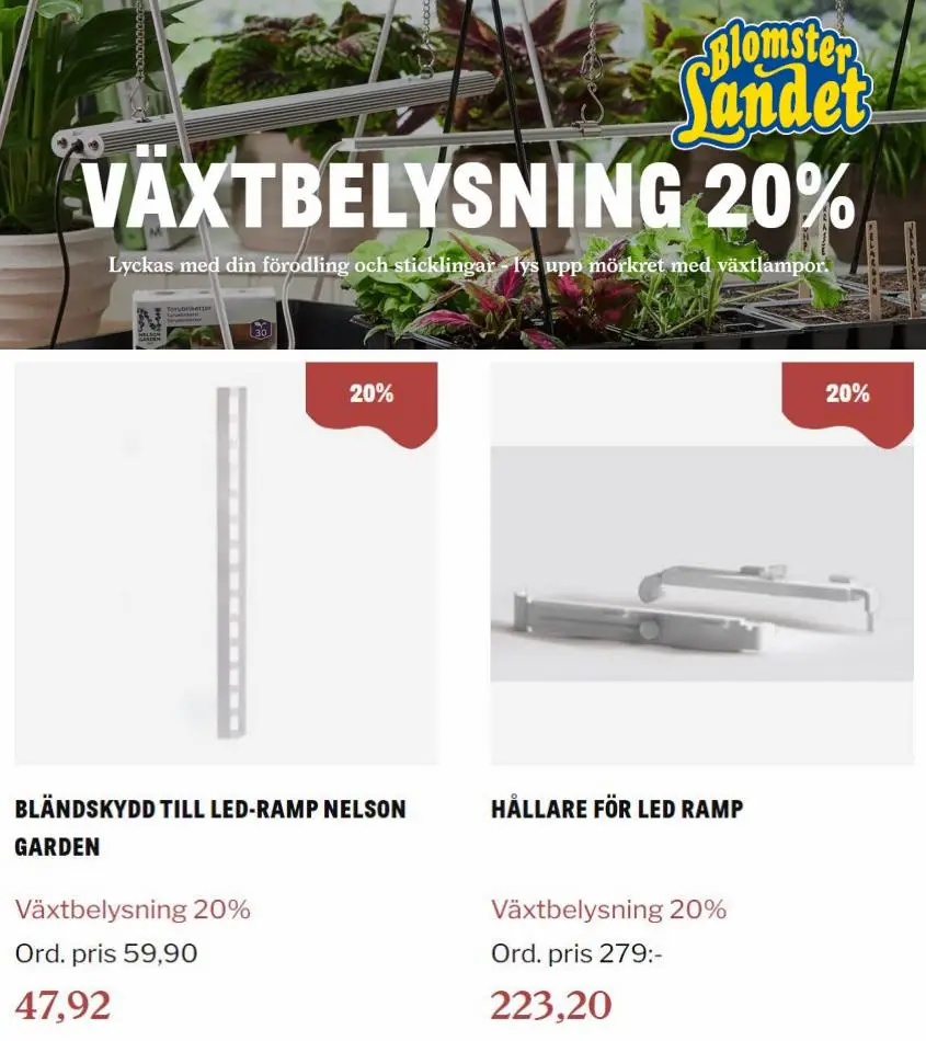 Blomsterlandet Erbjudande Växtbelysning 20% - 1/12