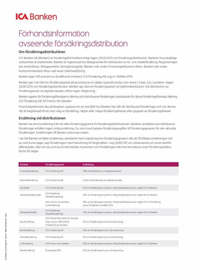 Förhandsinformation försäkringsdistribution - 1/2