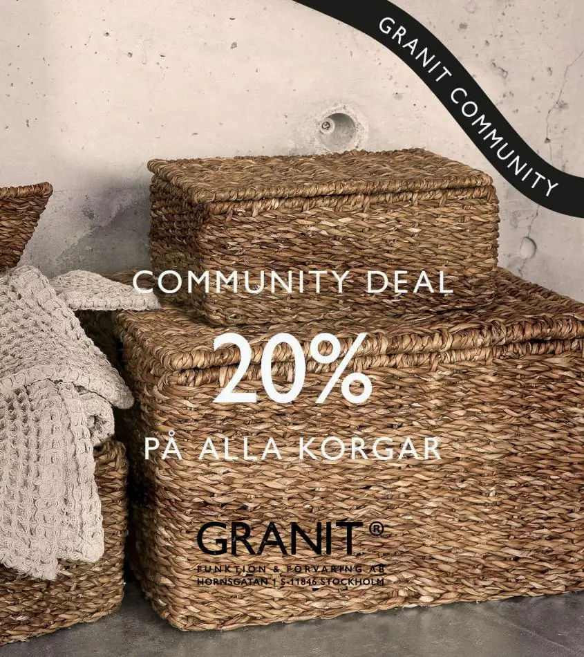 Community Deal 20% på alla korgar - 1/12