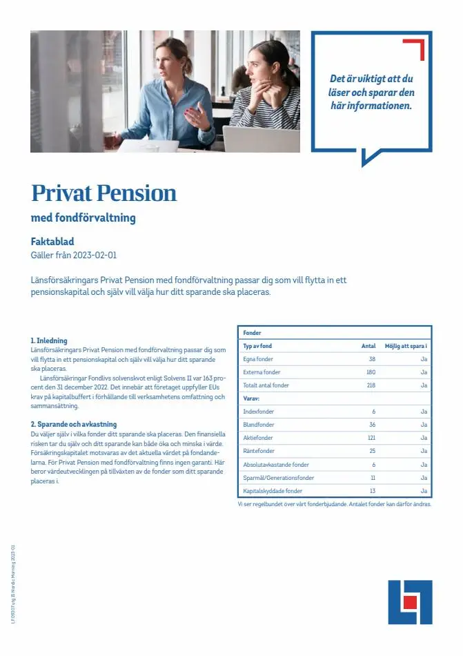 Privat pension - faktablad - 1/3